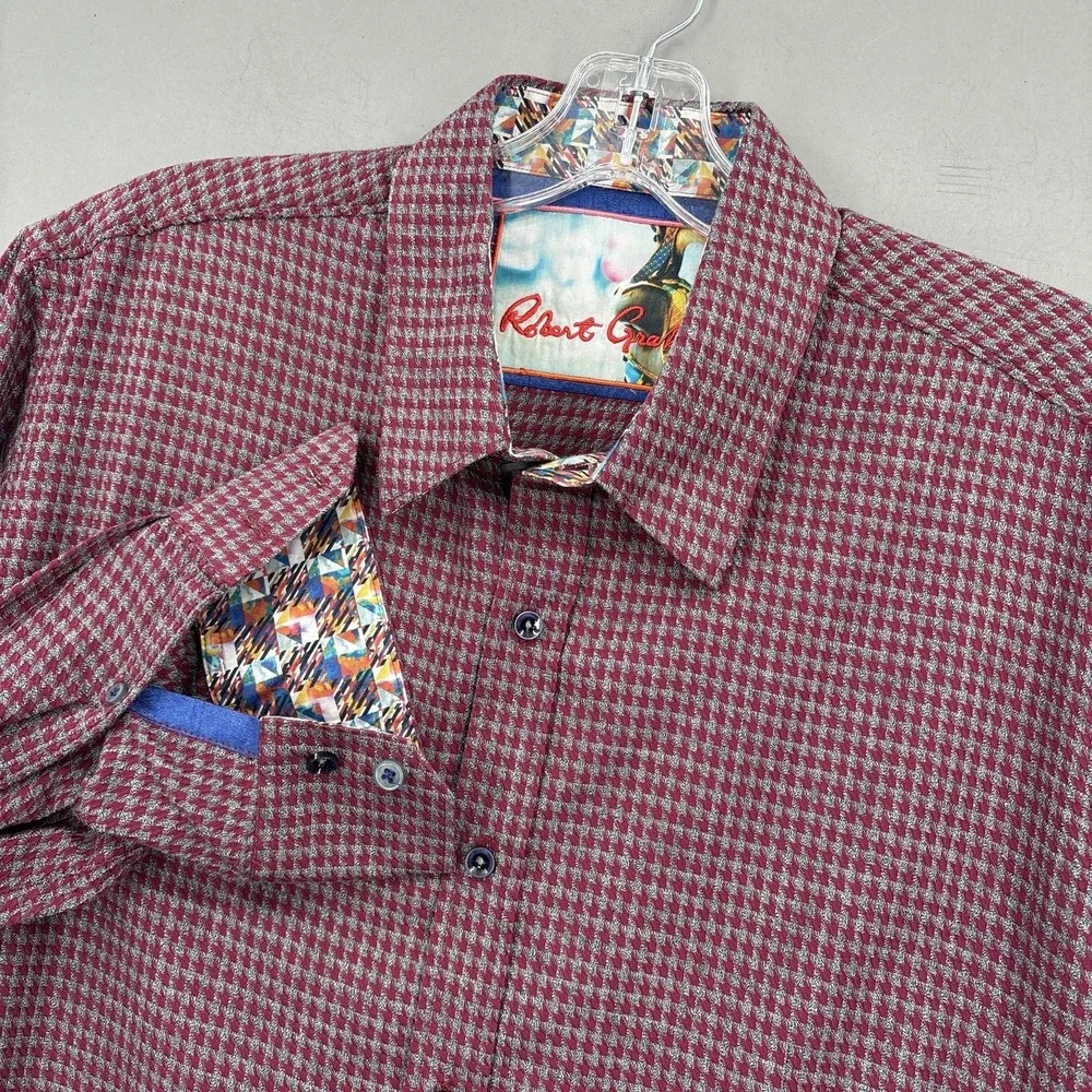 Robert Graham Shirt Mens XL Red Check Cotton Button Up Long Sleeve Classic‎ Fit